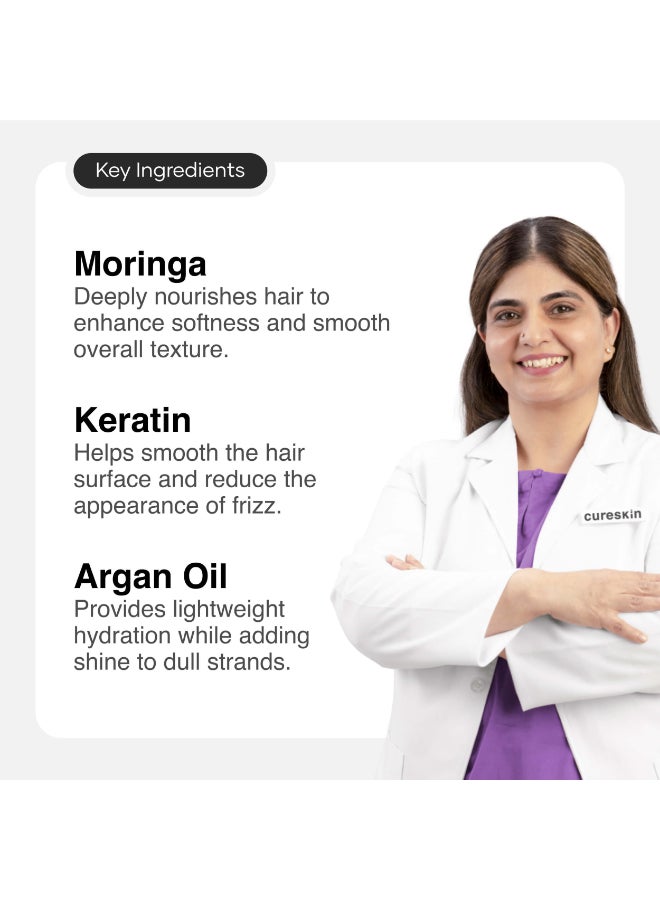 Cureskin Keratin Smooth Conditioner With Moringa, Keratin And Argan | Strenghtens And Nourishes For Damaged Hair, 80 Gram (Pack Of 1) - Image 4